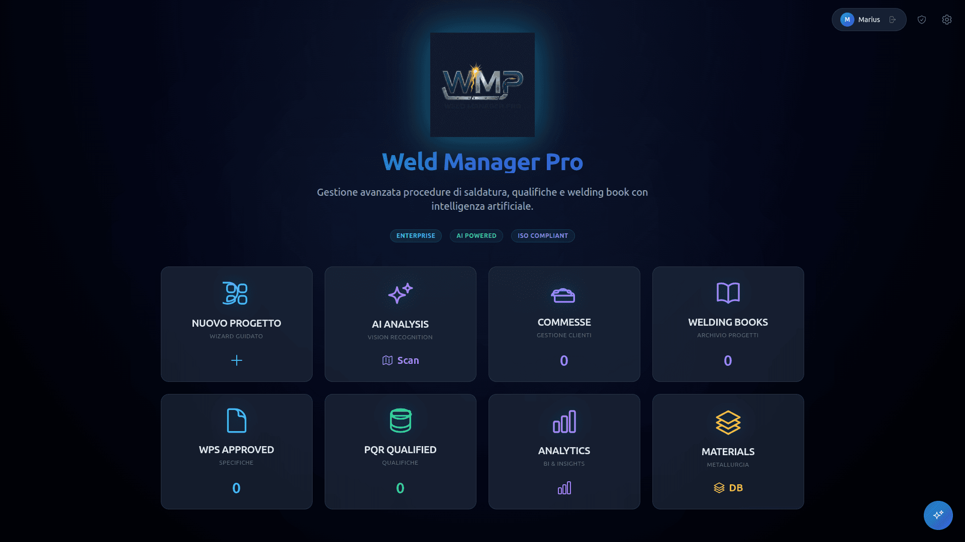 Weld Manager Pro – Dashboard