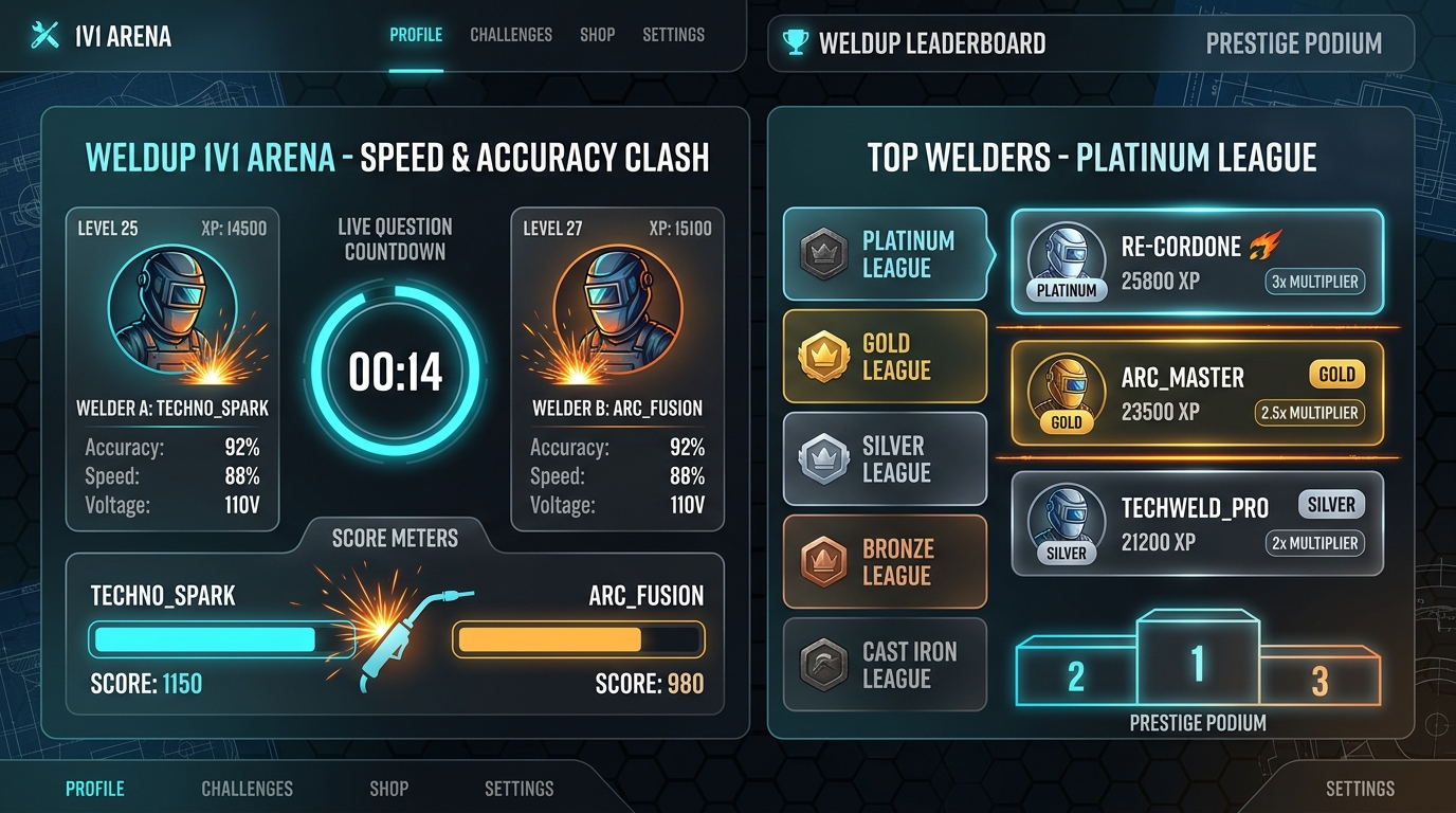 WeldUP 1v1 Battle Arena and Leaderboard